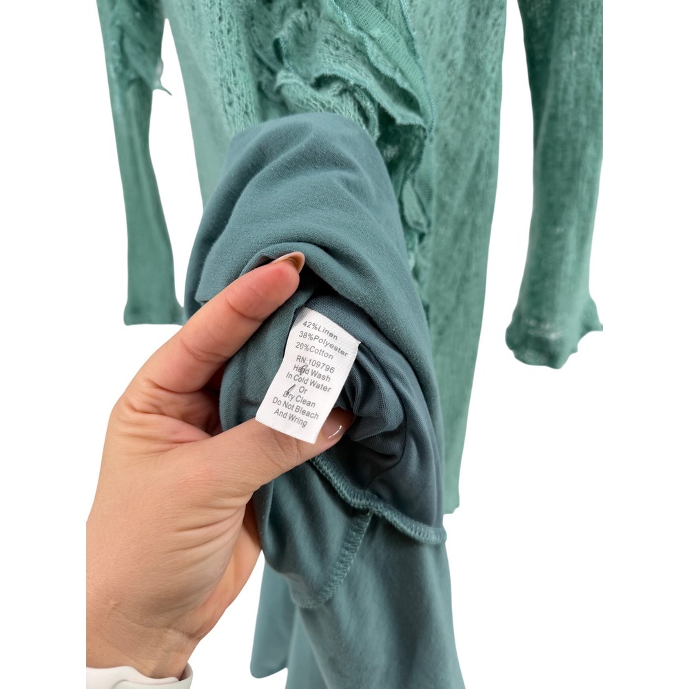 Pretty Angel Sage Green Crochet Ruffle Layered Tunic Dress Cottagecore Small - Picture 6 of 9
